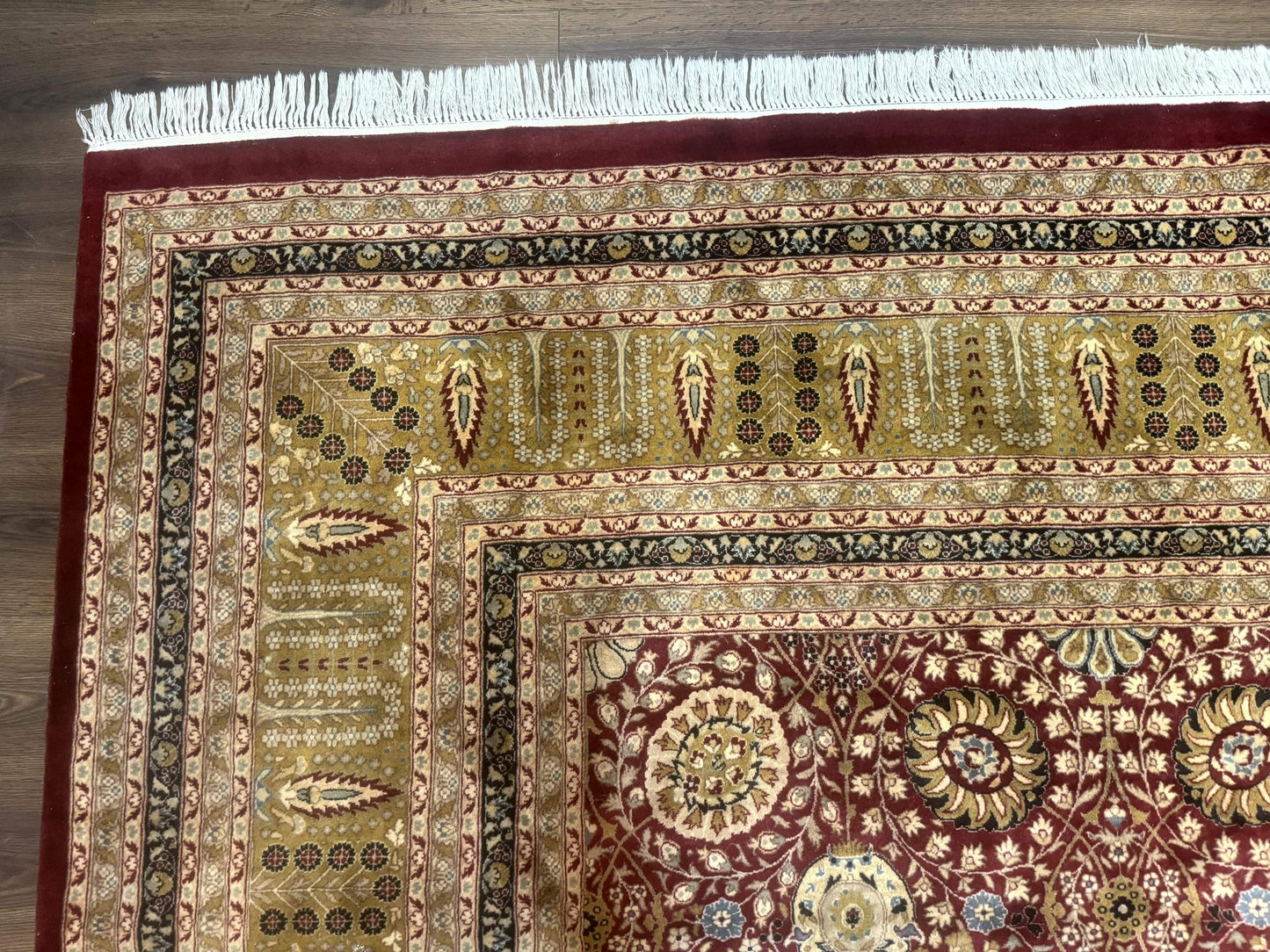 Palace Size Pak Persian Rug 12x15, Brick Red, Allover Pattern, Handmade Oversized Wool Oriental Carpet, Large Area Rug, Fine 225 KPSI - Nuvé