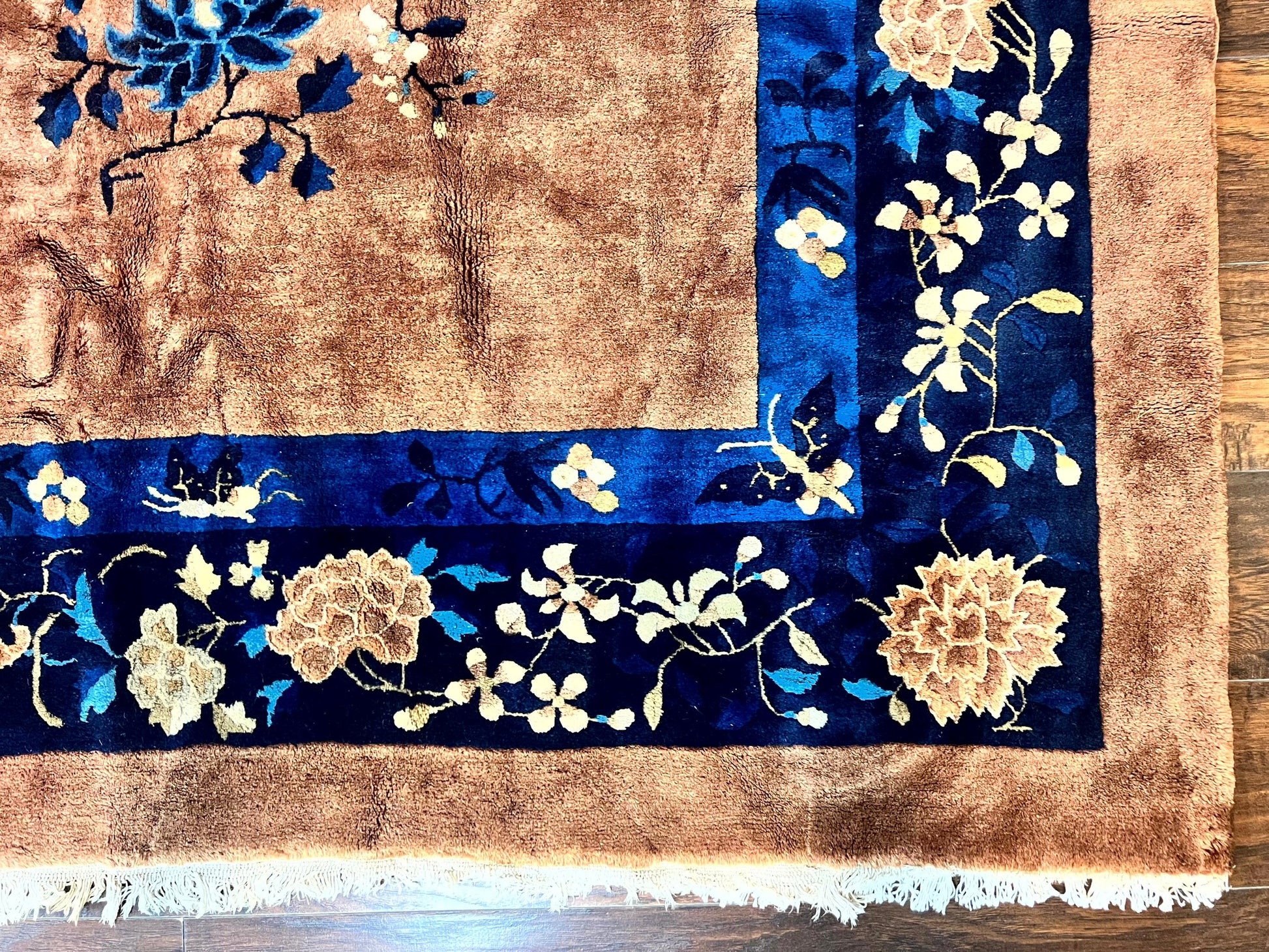 Antique Chinese Wool Rug 9x12, Large Peking Carpet, Handmade, Nichols Rug - Nuvé