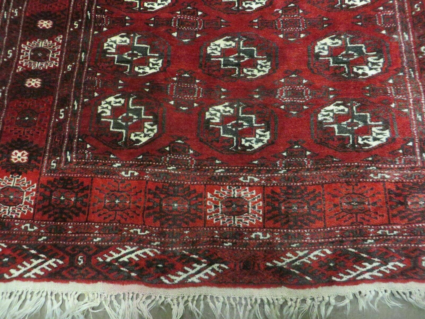 4' 5" X 5' 7" Semi Antique Handmade Afghan Yamud Turkoman Bokhara Wool Rug - Nuvé