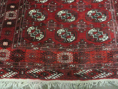 4' 5" X 5' 7" Semi Antique Handmade Afghan Yamud Turkoman Bokhara Wool Rug - Nuvé