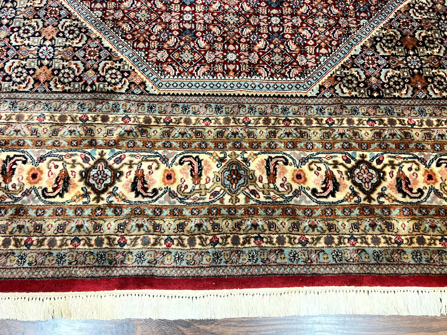 Square Indo Persian Bidjar Rug 10x10, Red, Handmade Vintage Wool Carpet - Nuvé