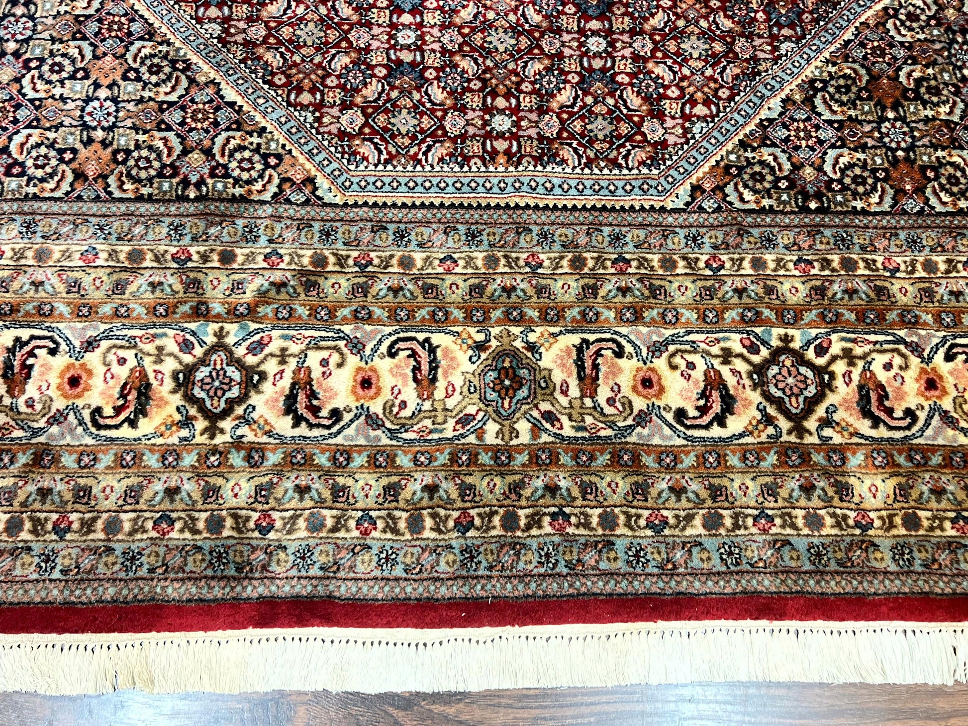 Square Indo Persian Bidjar Rug 10x10, Red, Handmade Vintage Wool Carpet - Nuvé