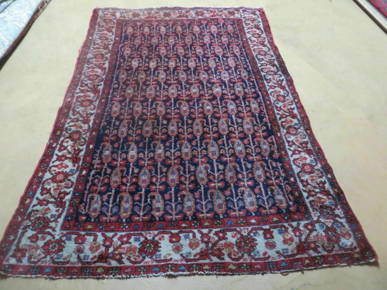 4' X 6' Antique Handmade Turkish Sivas Wool Rug Vegetable Organic Dye Nice Blue - Nuvé