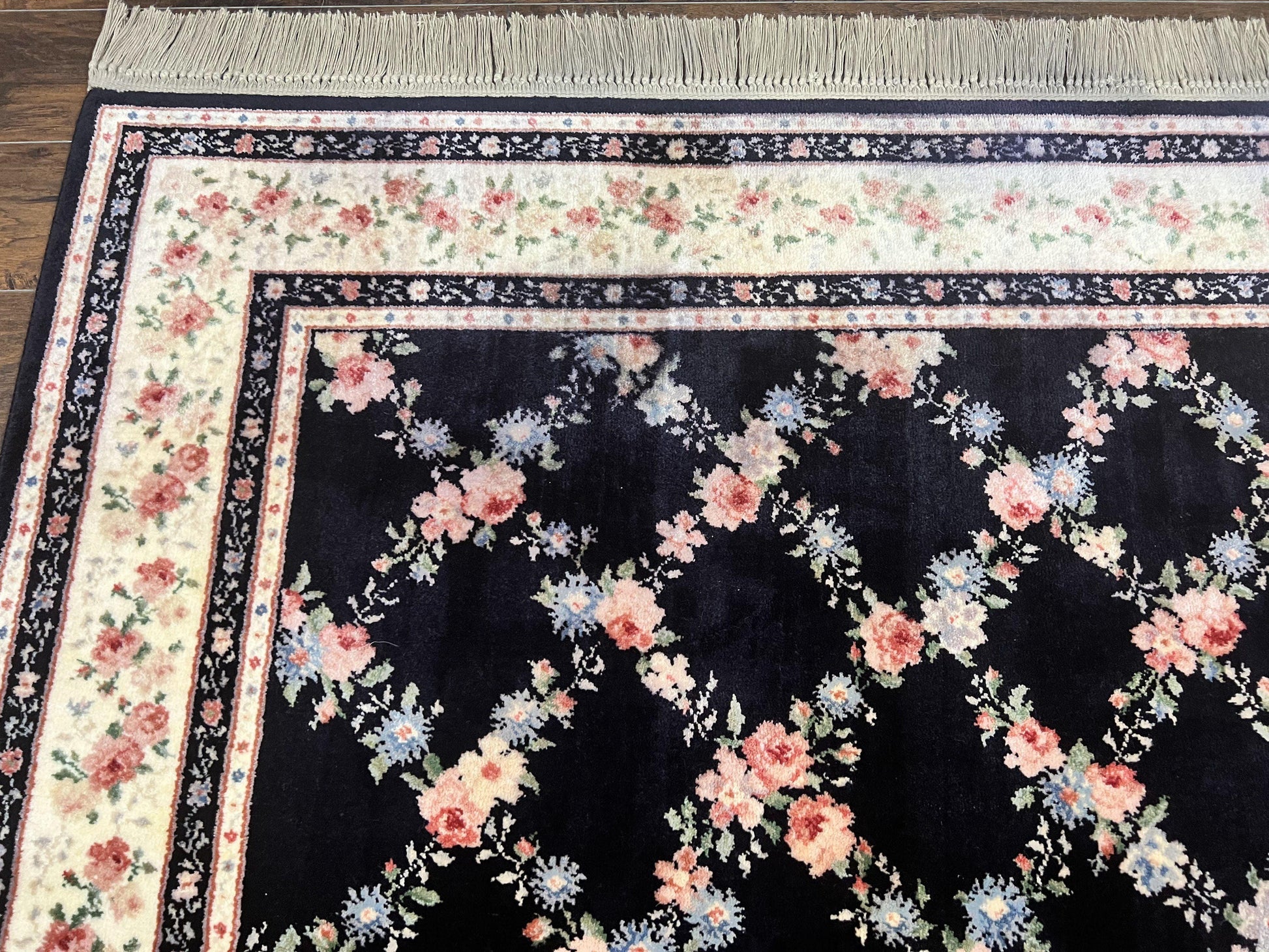 Karastan Rug 8.8 x 12, Garden of Eden #509/1270, Ebony Trellis, Vintage Discontinued Wool Pile Karastan Carpet - Nuvé