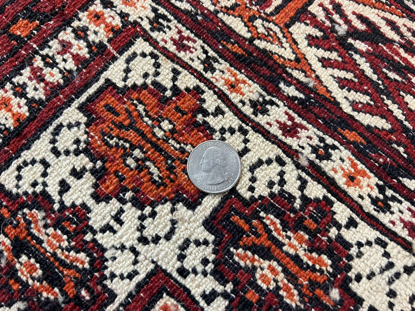 Persian Turkoman Rug 7x8, Almost Square Rare, Hand Knotted, Yamud, Bohemian Rug, Handmade Tribal Rug, Cream Red, Handmade Oriental Carpet - Nuvé