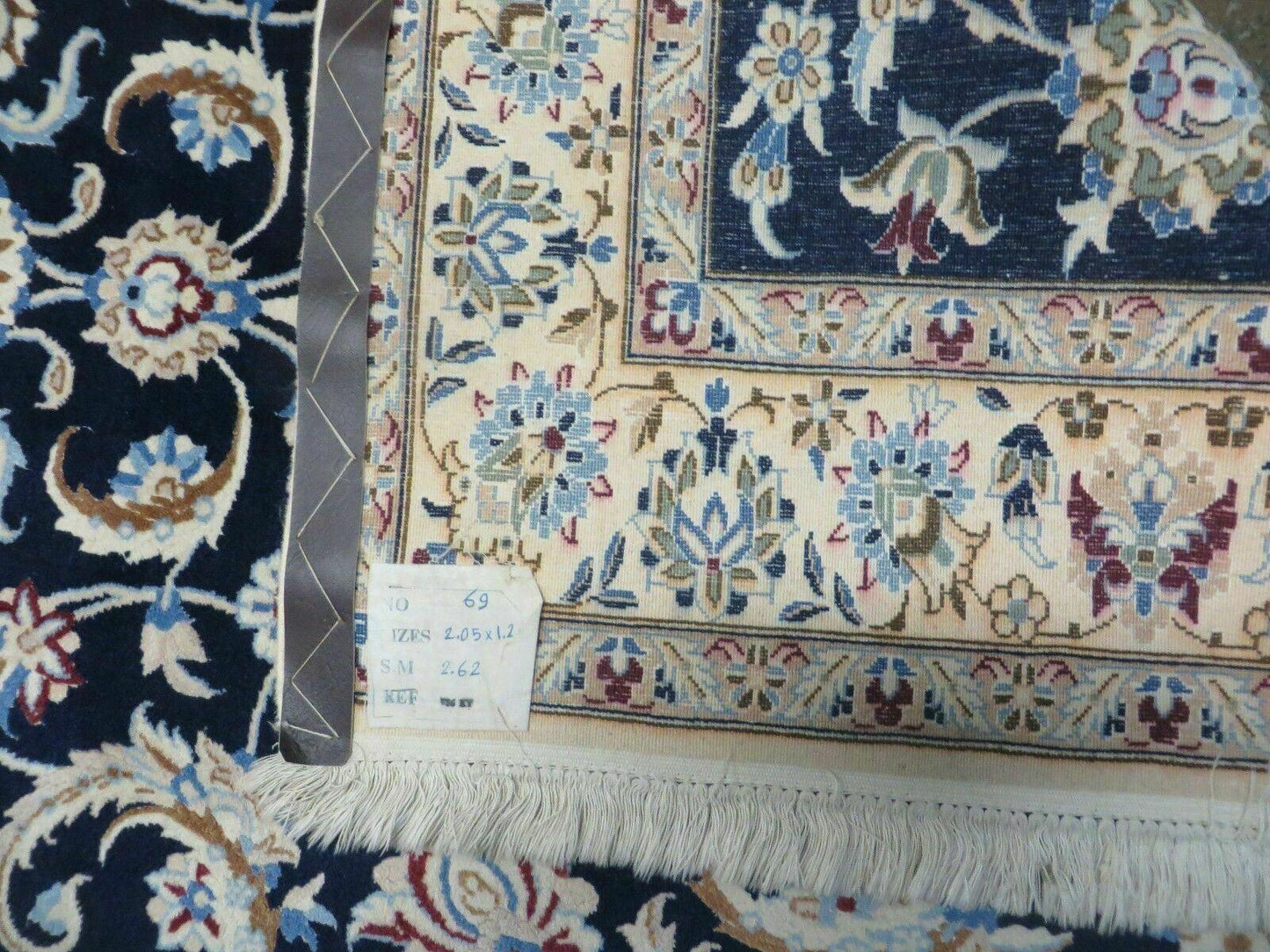 Persian Nain Rug 4x7, Navy Blue and Ivory, Handmade, Wool & Silk Highlights, Fine Oriental Rug, Vintage - Nuvé