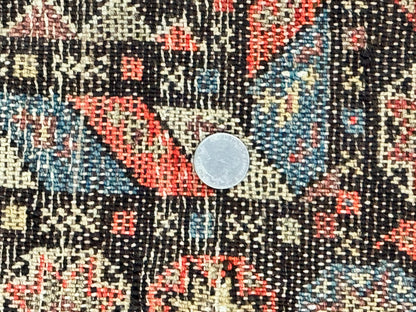 Antique Persian Rug 4x7, Sarab Tribal Wool Carpet, Brown and Multicolor, Handmade Wide Runner Rug 4 x 7, Open Field, Rainbow Border - Nuvé