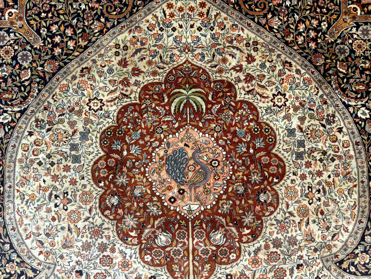 Wonderful Pak Persian Rug 9x12, Very Fine 260 KPSI, Floral Peacocks, Handmade Vintage Wool Rug - Nuvé