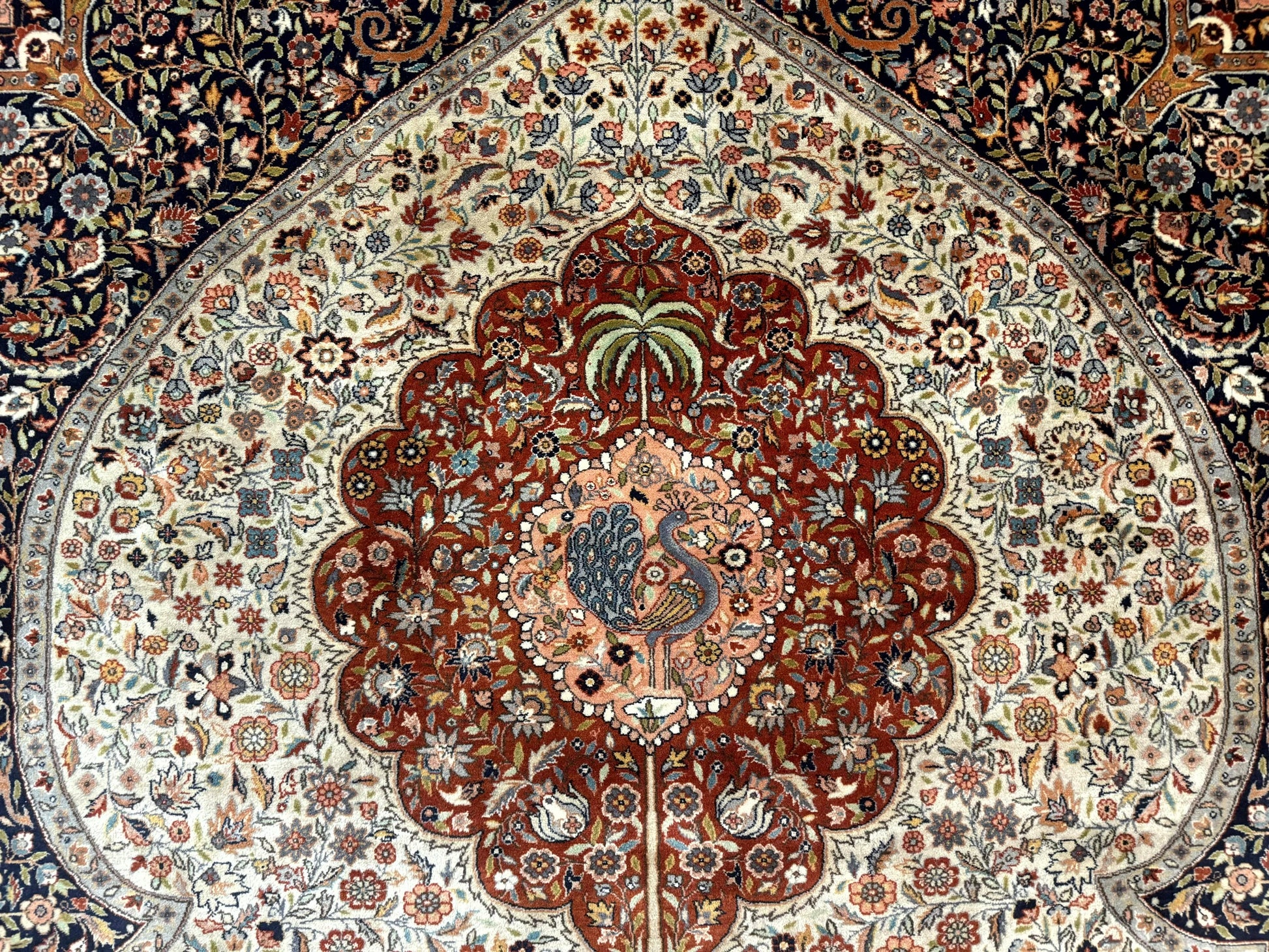 Wonderful Pak Persian Rug 9x12, Very Fine 260 KPSI, Floral Peacocks, Handmade Vintage Wool Rug - Nuvé
