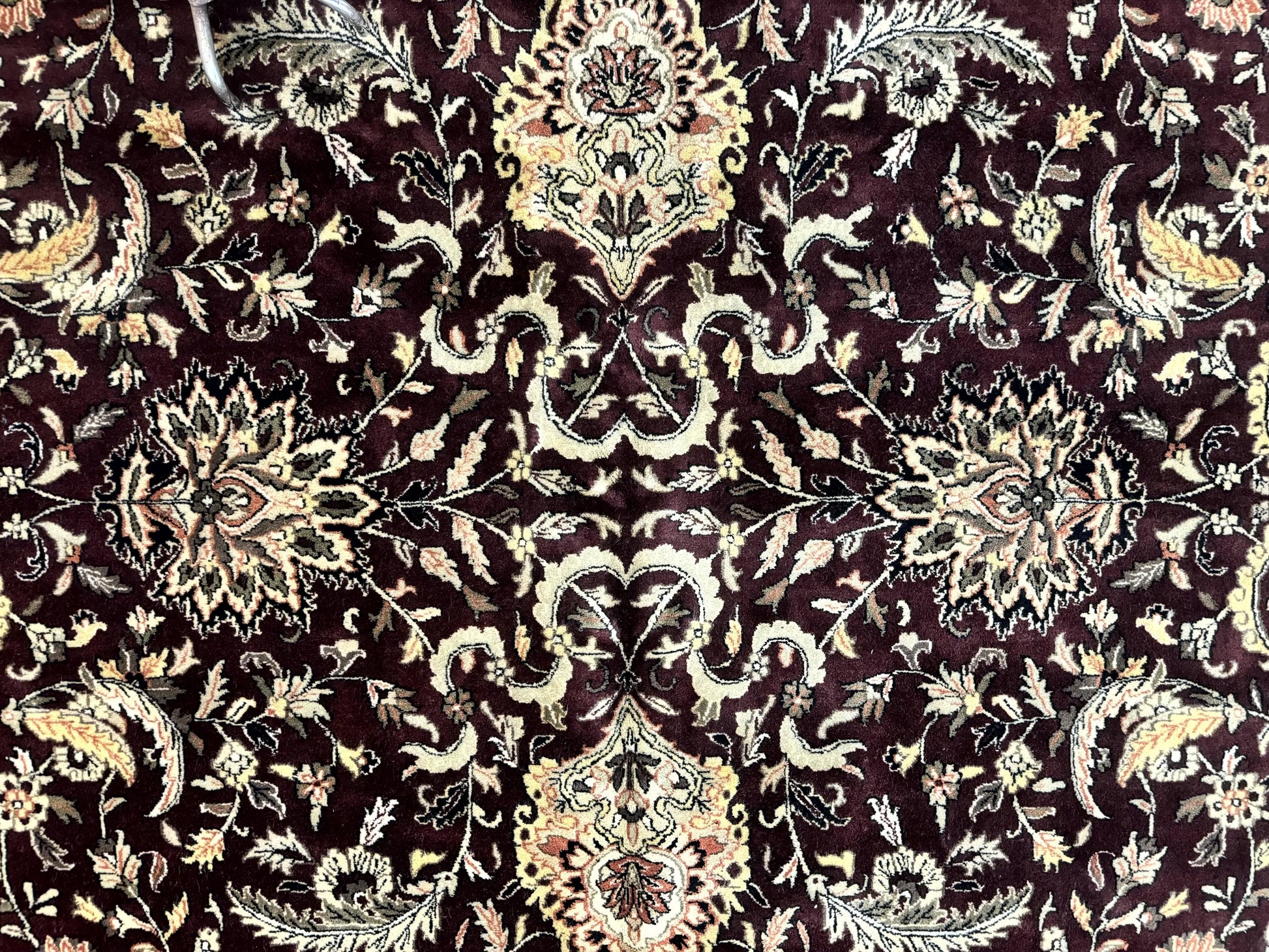 Indo Persian Rug 10x14, Floral Allover, Handmade Vintage Wool Rug, Dark Maroon/Plum and Black - Nuvé