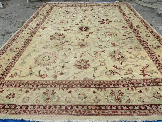 10' X 14' Vintage Hand Knotted Made Indian Agra Wool Rug Vegetable Dyes - Nuvé