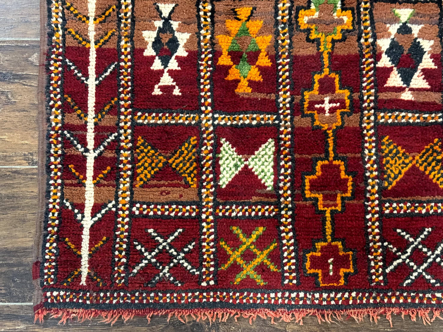 Moroccan Berber Tribal Rug 3x5, Geometric Area Rug, Red Orange Brown - Nuvé