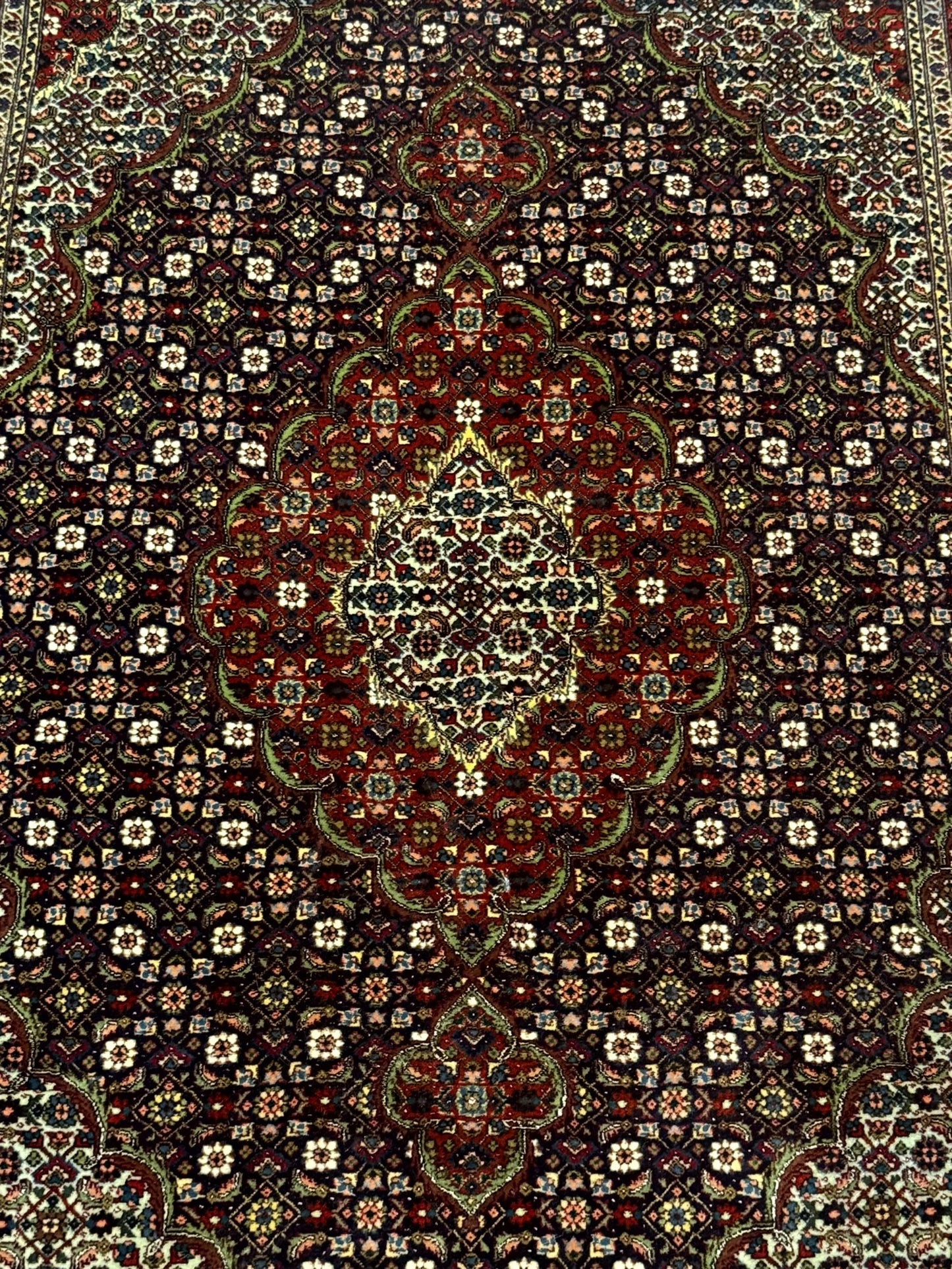 Persian Tabriz Rug 3x5, Wool on Silk Foundation, Very Fine 550 KPSI, Dark Navy Blue - Nuvé