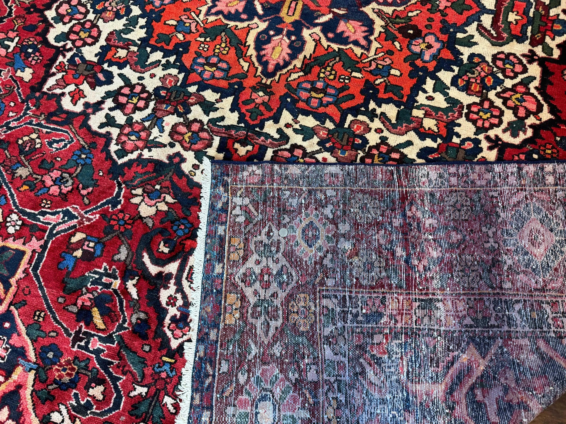 Rare Persian Bakhtiari Rug 10x13, Red, Semi Antique, Large Persian Carpet, Handmade - Nuvé