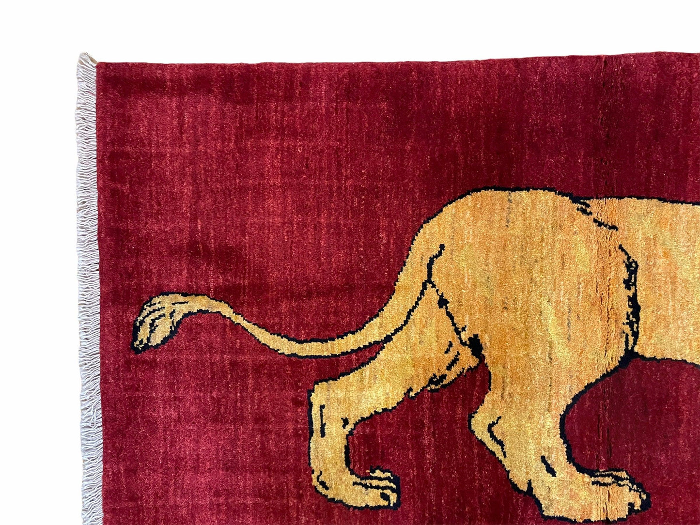 3 X 5 Handmade Hand-Knotted Quality Wool Rug Lion Red Veg Dyes Tribal Pictorial - Nuvé