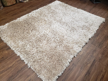 Ivory Shag Rug 6x7, Flokati Carpet, Shaggy Soft Plush Pile Area Rug, Modern Contemporary - Nuvé