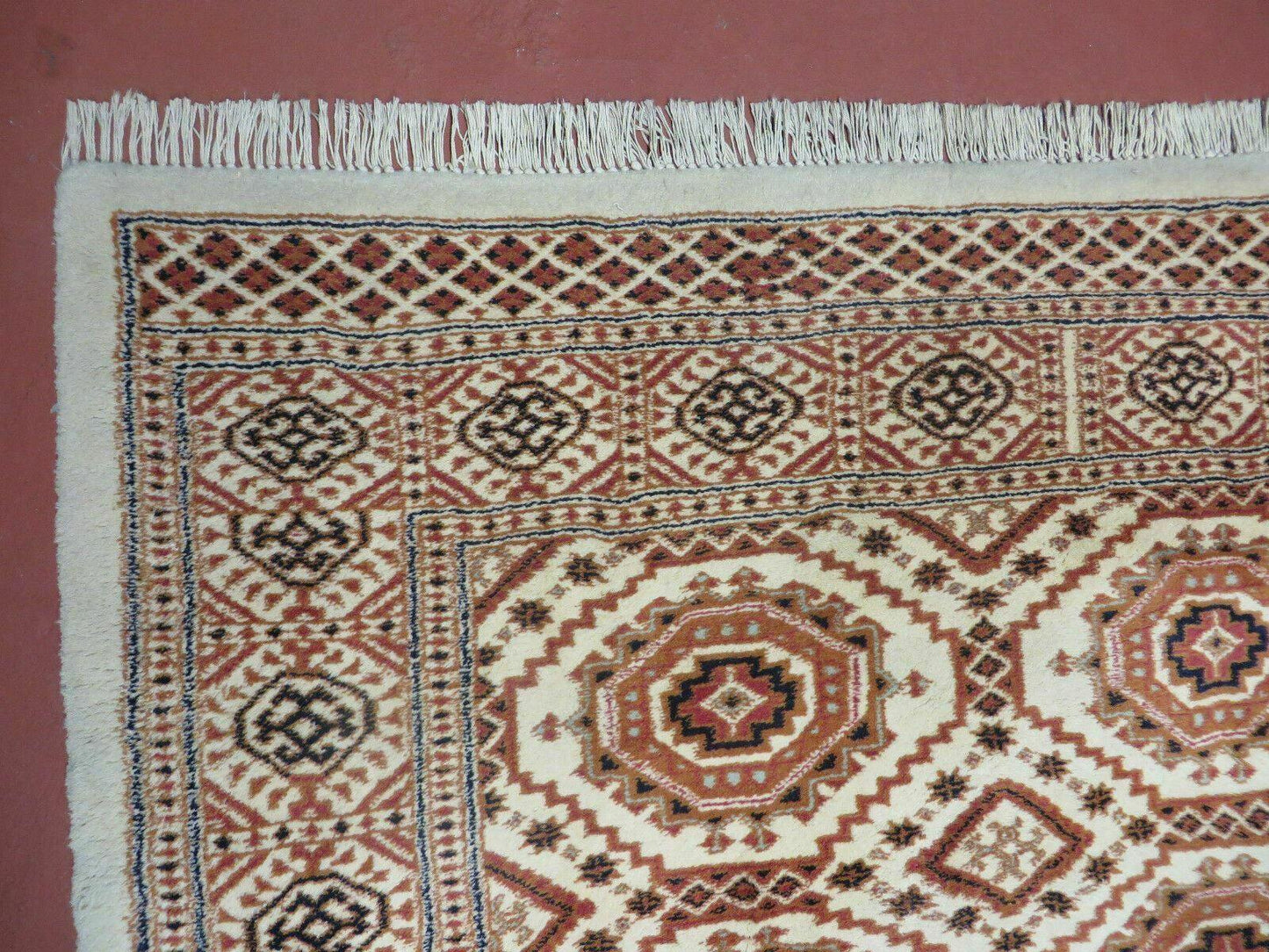 4' X 7' Vintage Handmade Pakistani Turkoman Bokhara Balouch Woven Wool Rug Ivory - Nuvé