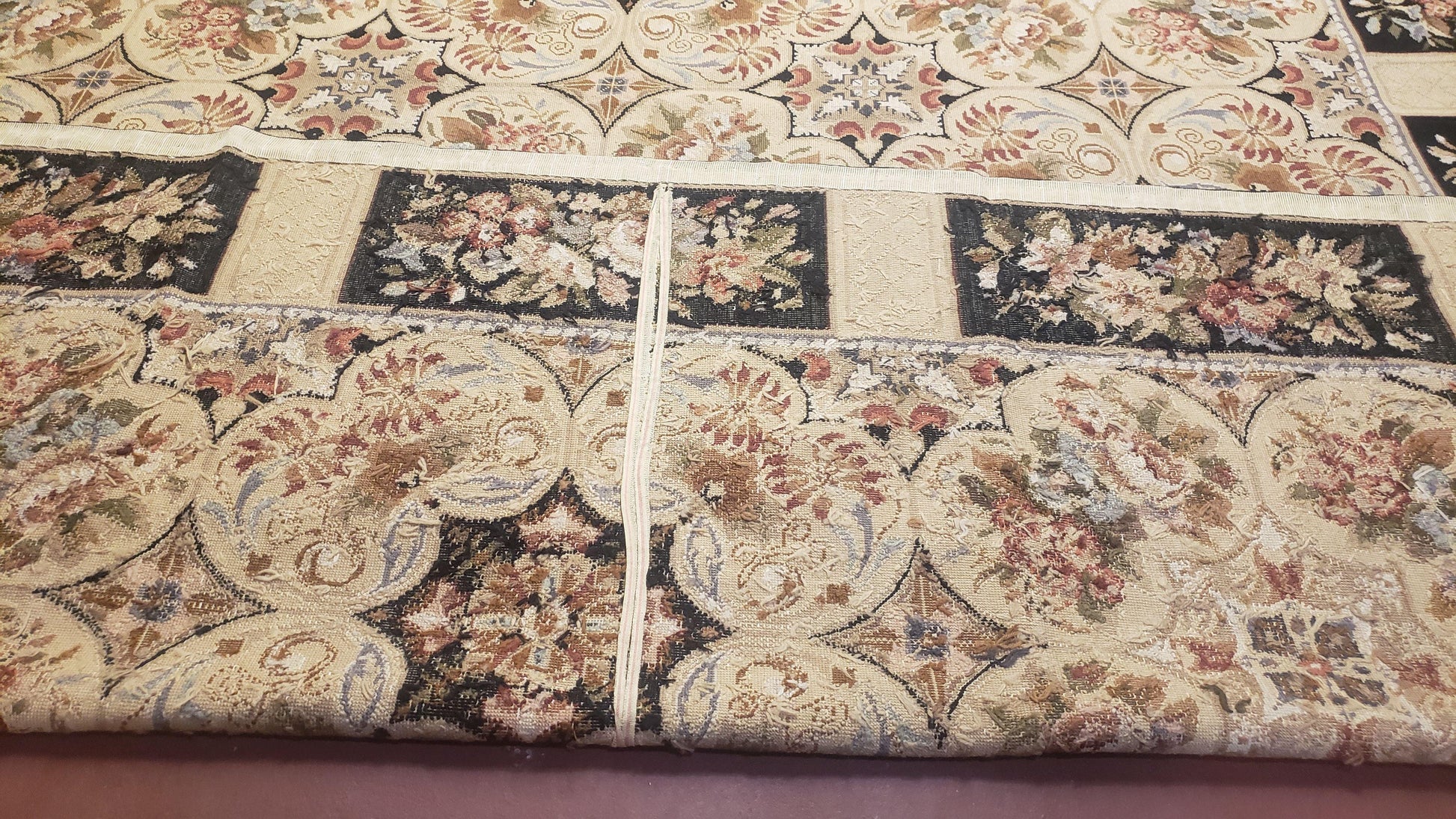 Needlepoint Rug 8x10ft Allover European Design Flowers 100% Wool Hand Knotted Aubusson Area Rug Brand New Flatweave Needle Point Carpet Chic - Nuvé
