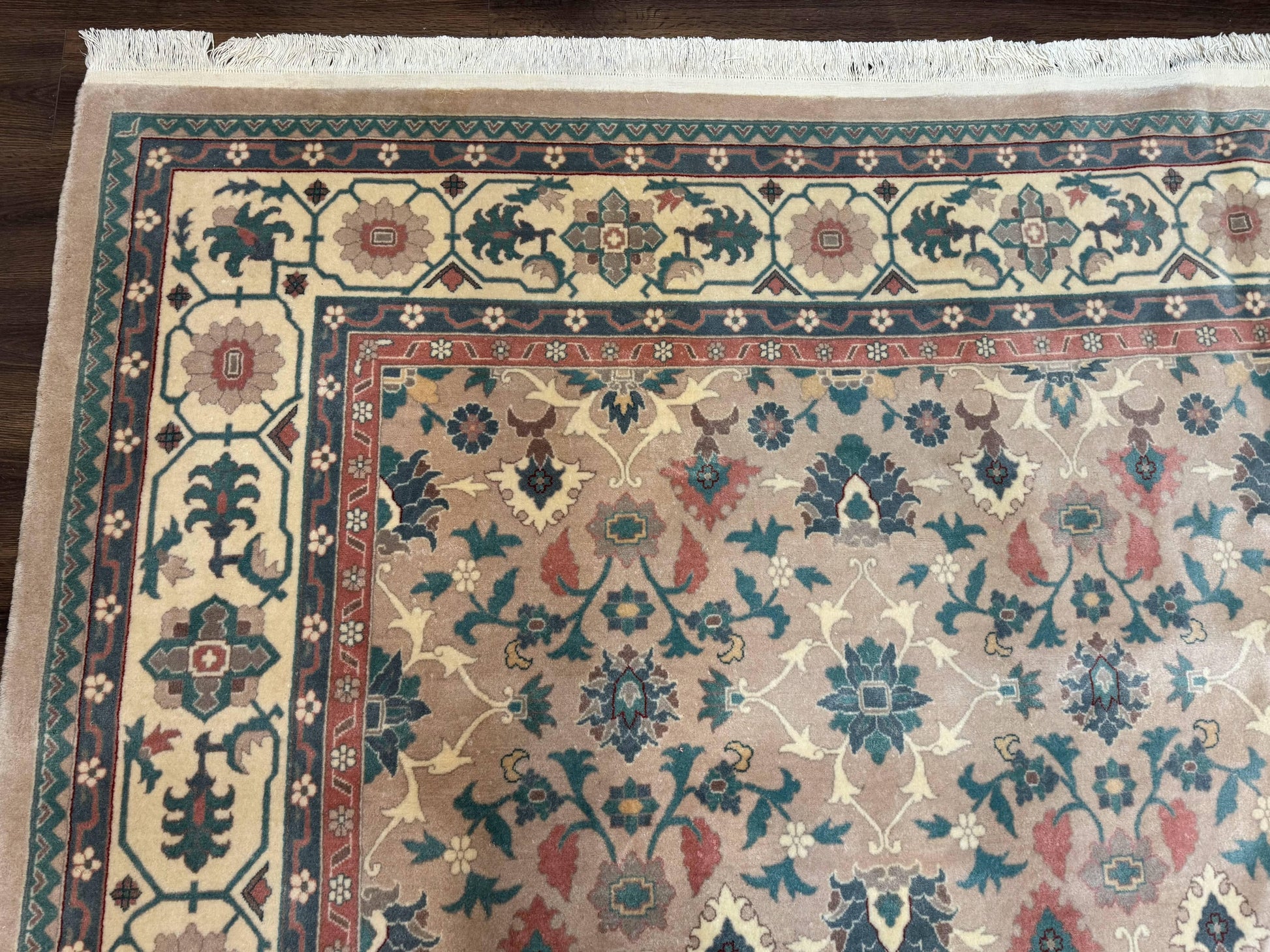 Palace Size Wool Rug 10x18, Sino Persian Kerman Rug, Oversized Hand Knotted Carpet, Light Taupe, Allover Pattern - Nuvé