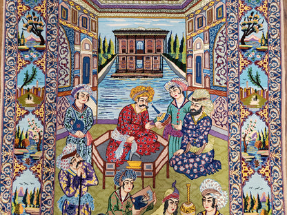 Persian Isfahan Pictorial Rug 3x5 – Kork Wool on Silk - Nuvé