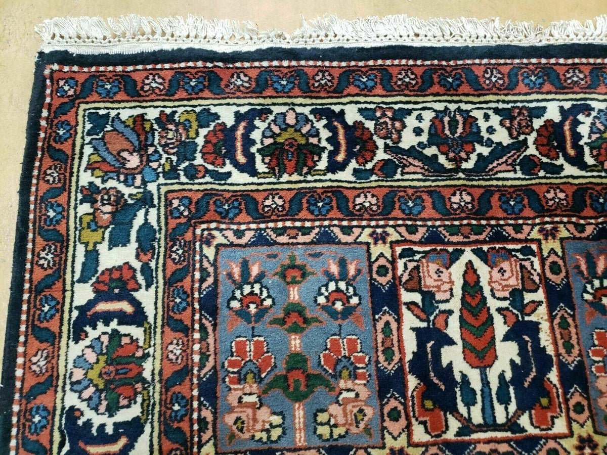 4' X 6' Vintage Handmade Indian Panel Design Wool Rug Veg Dyes