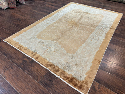 Chinese Peking Rug 5x7, Golden-Tan, Vintage Chinese Wool Carpet - Nuvé