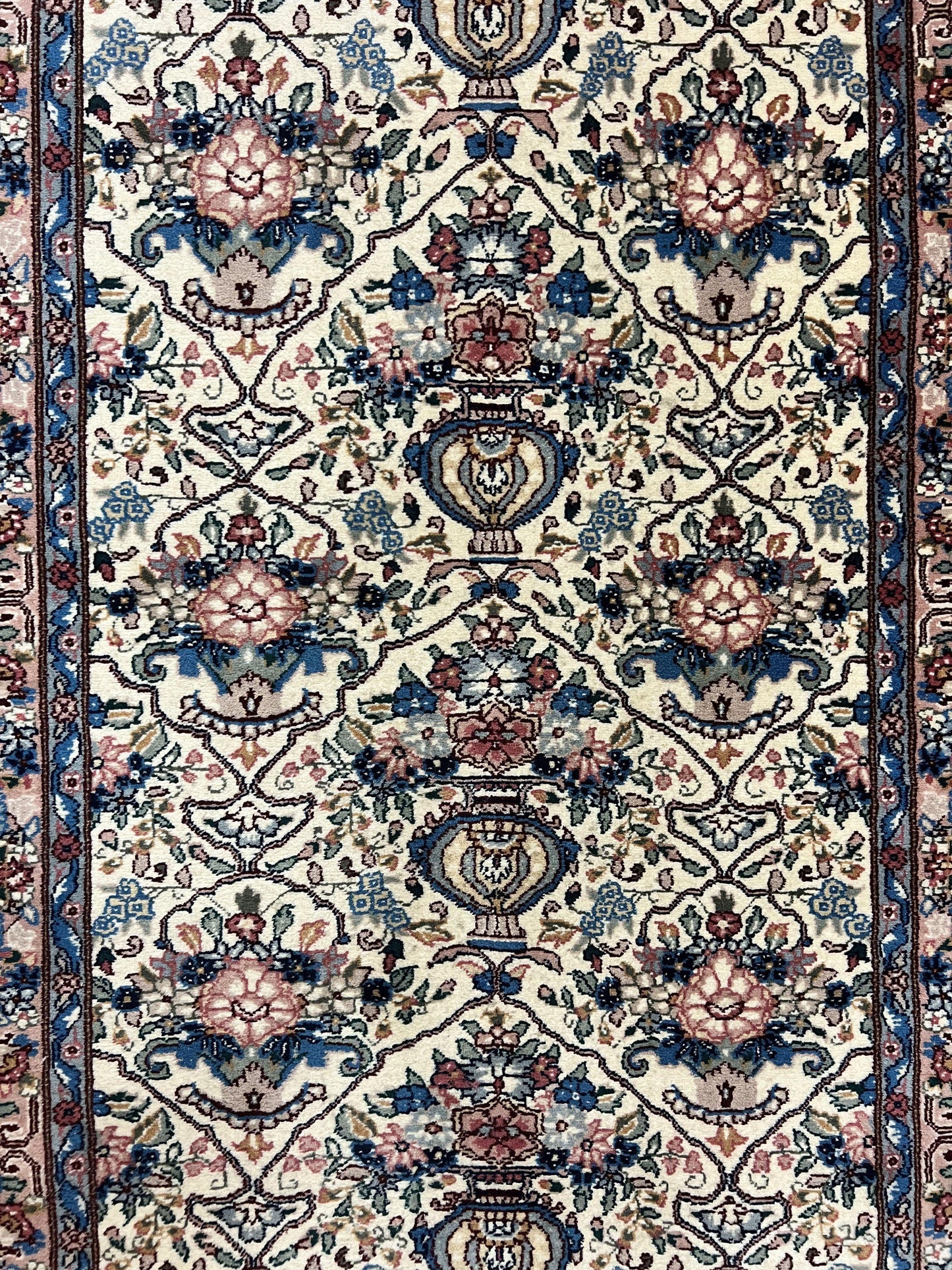 Sino Persian Runner Rug 2.8 x 14, Hand Knotted Vintage Oriental Hallway Rug, 14ft Runner, Cream, Floral, Wool - Nuvé