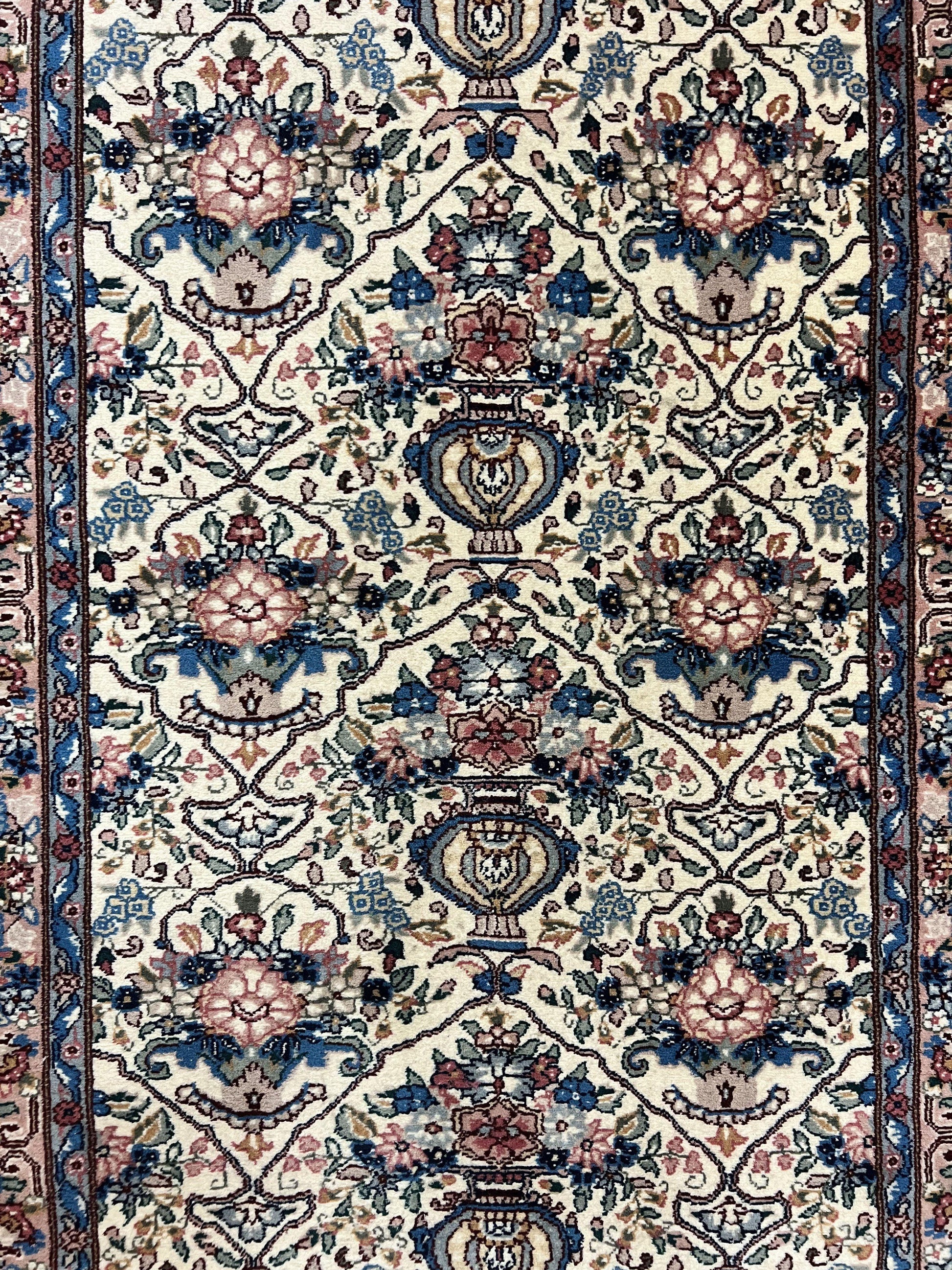 Sino Persian Runner Rug 2.8 x 14, Hand Knotted Vintage Oriental Hallway Rug, 14ft Runner, Cream, Floral, Wool - Nuvé