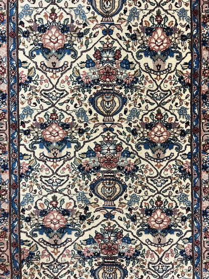 Sino Persian Runner Rug 2.8 x 14, Hand Knotted Vintage Oriental Hallway Rug, 14ft Runner, Cream, Floral, Wool - Nuvé