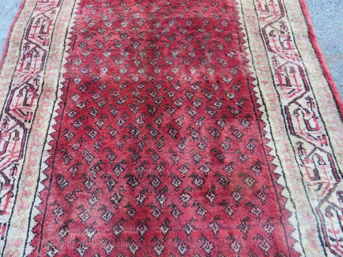 3'7"X 10' Antique Handmade India Oriental Paisley Wool Runner Rug Vegy # 31
