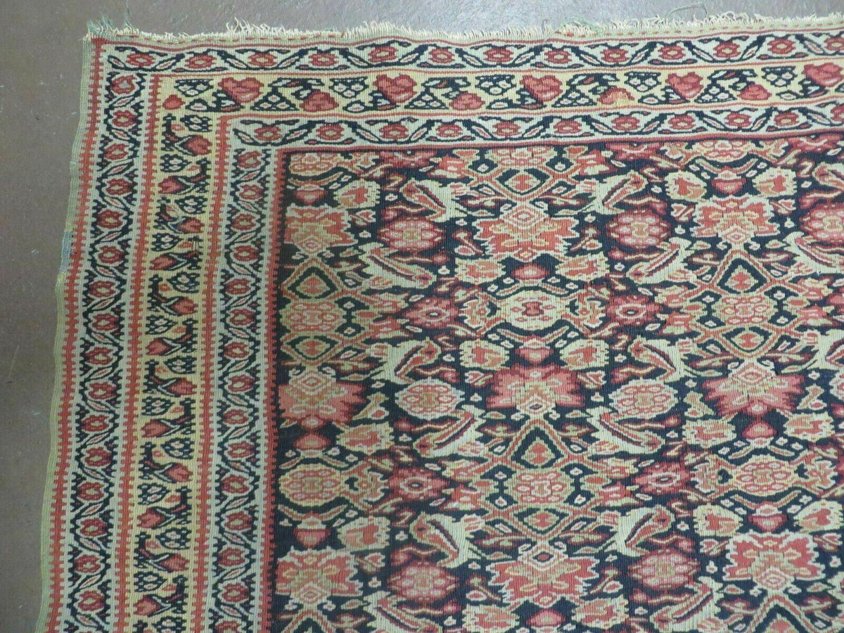 4' X7' Antique Handmade Turkish Wool Kilim Soumak Flat Weave Rug Tribal Organic