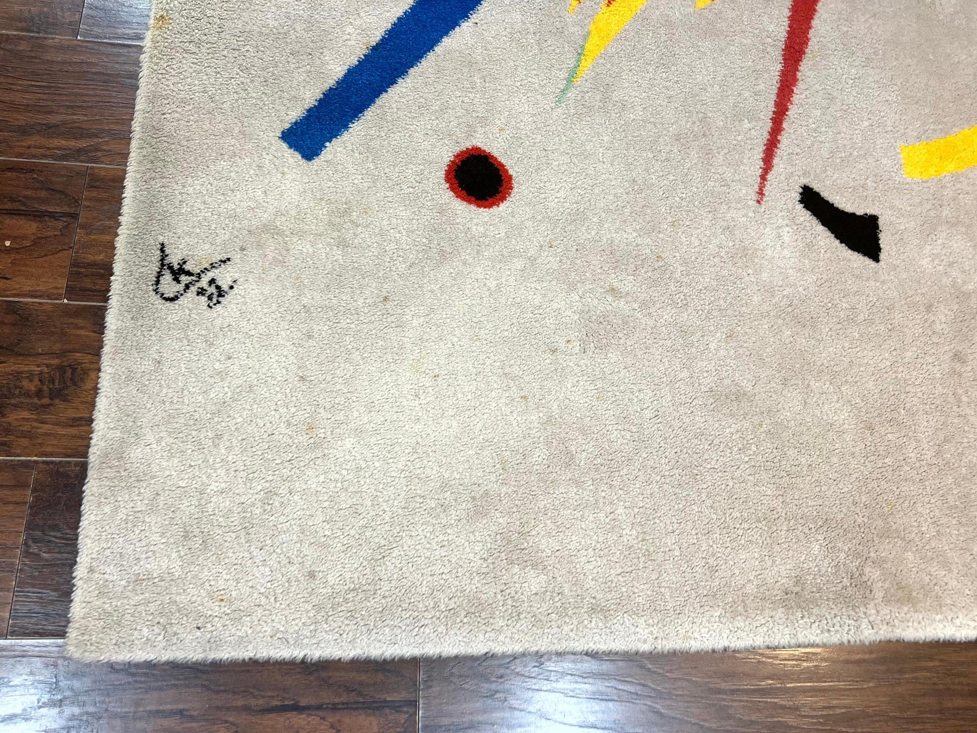 Danish Rya Shag Rug 6x9, EGE Axminster Carpet, Ivory, Modern Abstract Rug, Signed by Designer - Nuvé
