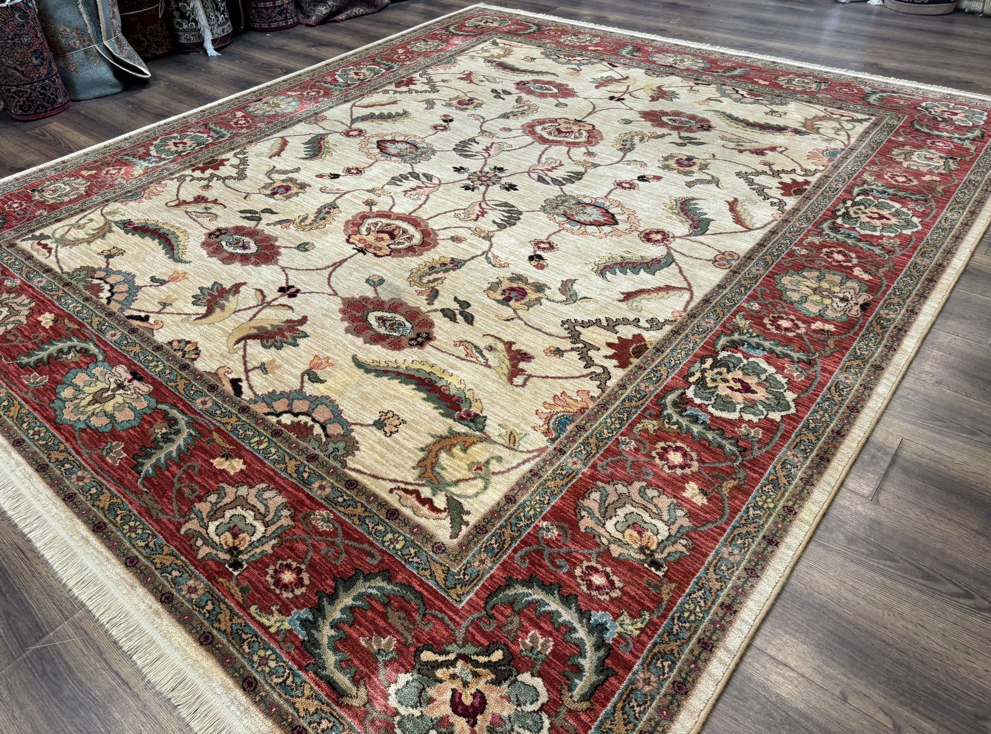 Karastan Rug 8.8 x 10, Ashara Agra Ivory #549, Wool, Vintage - Nuvé