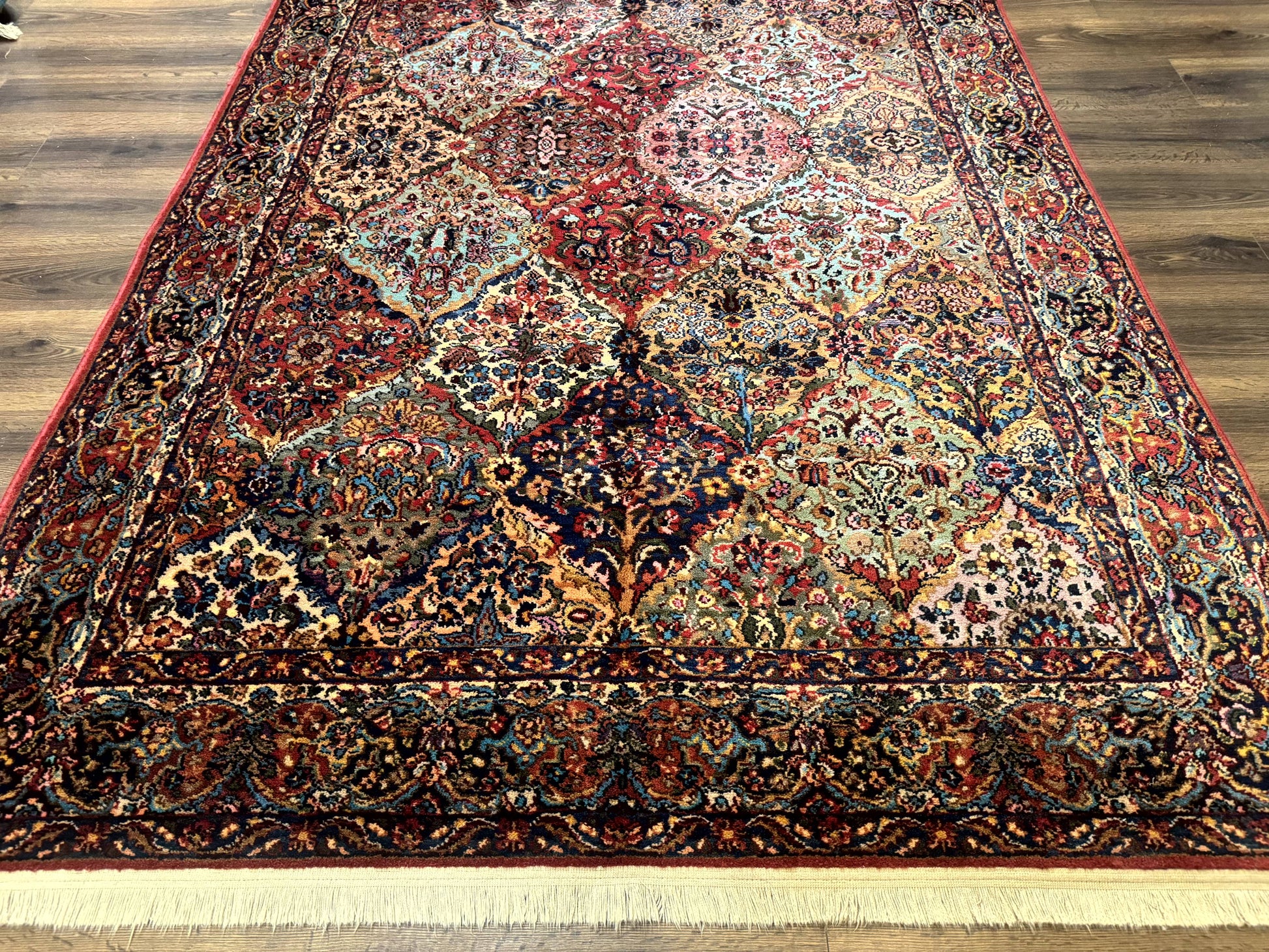 Karastan Rug 5.9 x 9, Multicolor Panel Kirman Rug #717, Wool Original Karastan Collection 700 Series - Nuvé