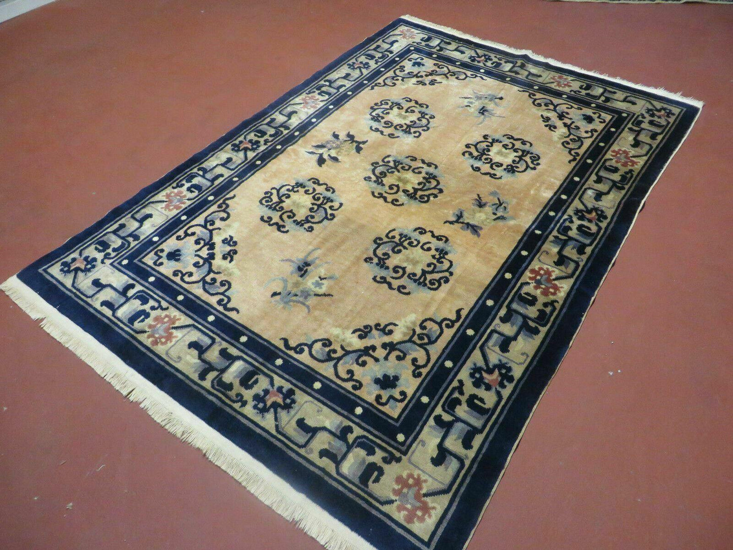4' X 6' Antique Handmade Fine Knotted Peking Chinese Wool Rug Amiri Salmon - Nuvé