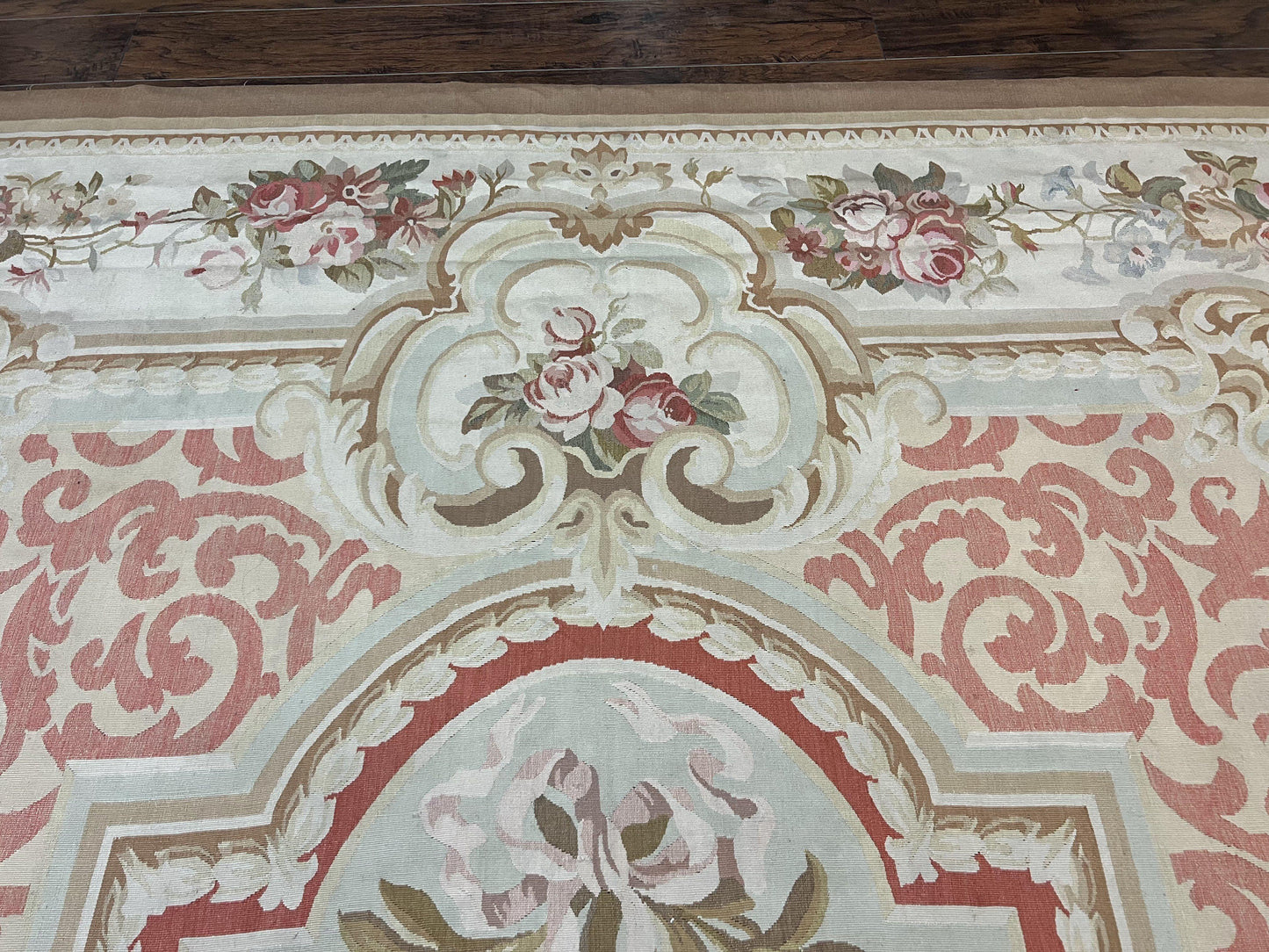 Aubusson Rug 10x14, Wool Handmade Vintage Carpet, Elegant French European Design Rug, Large Room Sized Aubusson Rug, Stark Carpet - Nuvé
