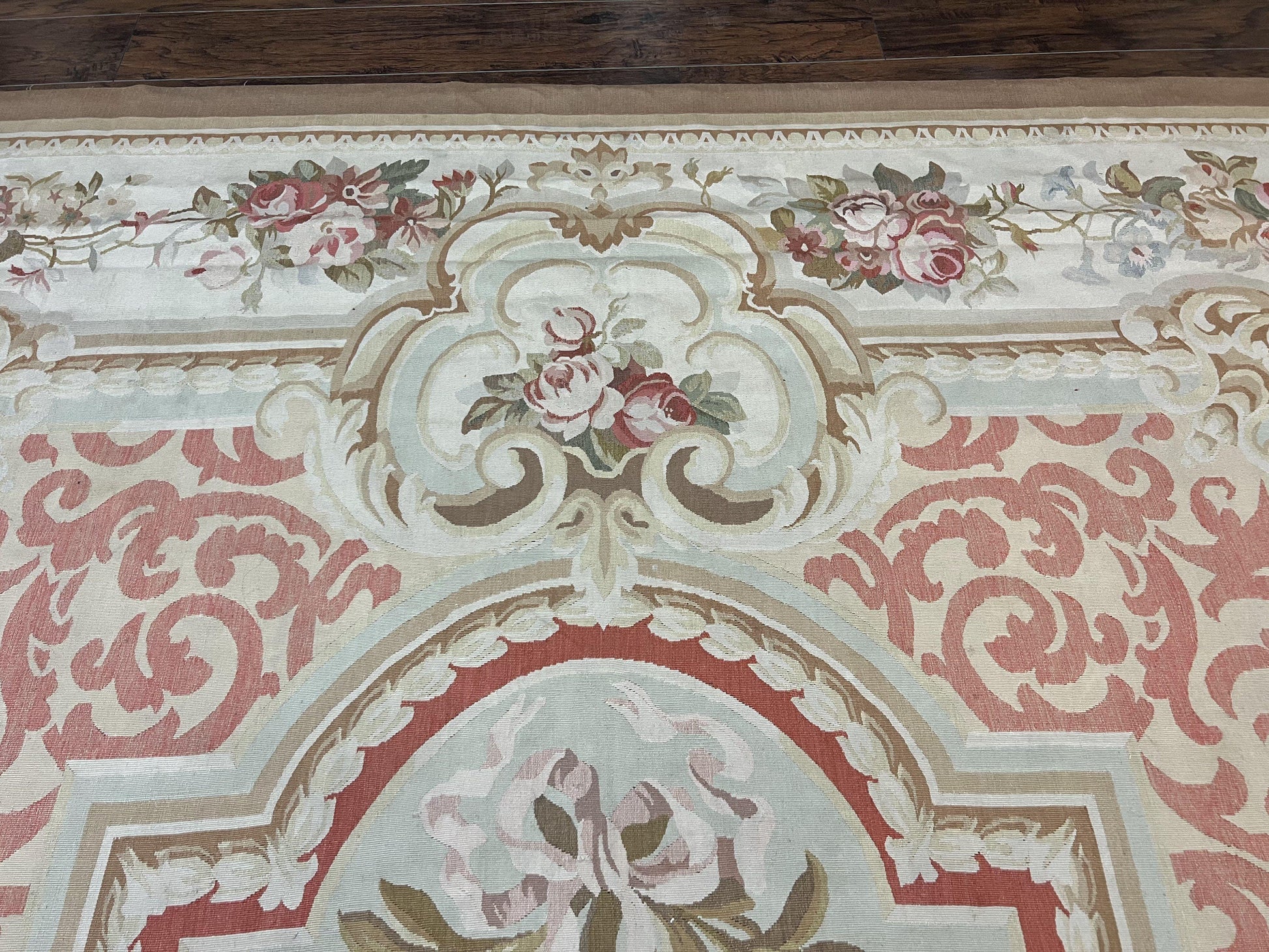 Aubusson Rug 10x14, Wool Handmade Vintage Carpet, Elegant French European Design Rug, Large Room Sized Aubusson Rug, Stark Carpet - Nuvé