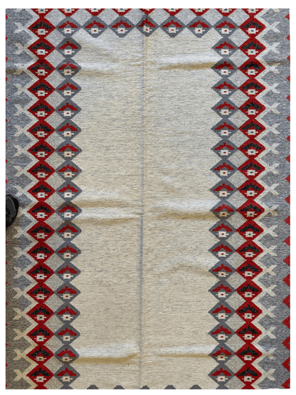 Eastern European Diamond Patterned Kilim Rug 6’4” x 9’1” - Nuvé