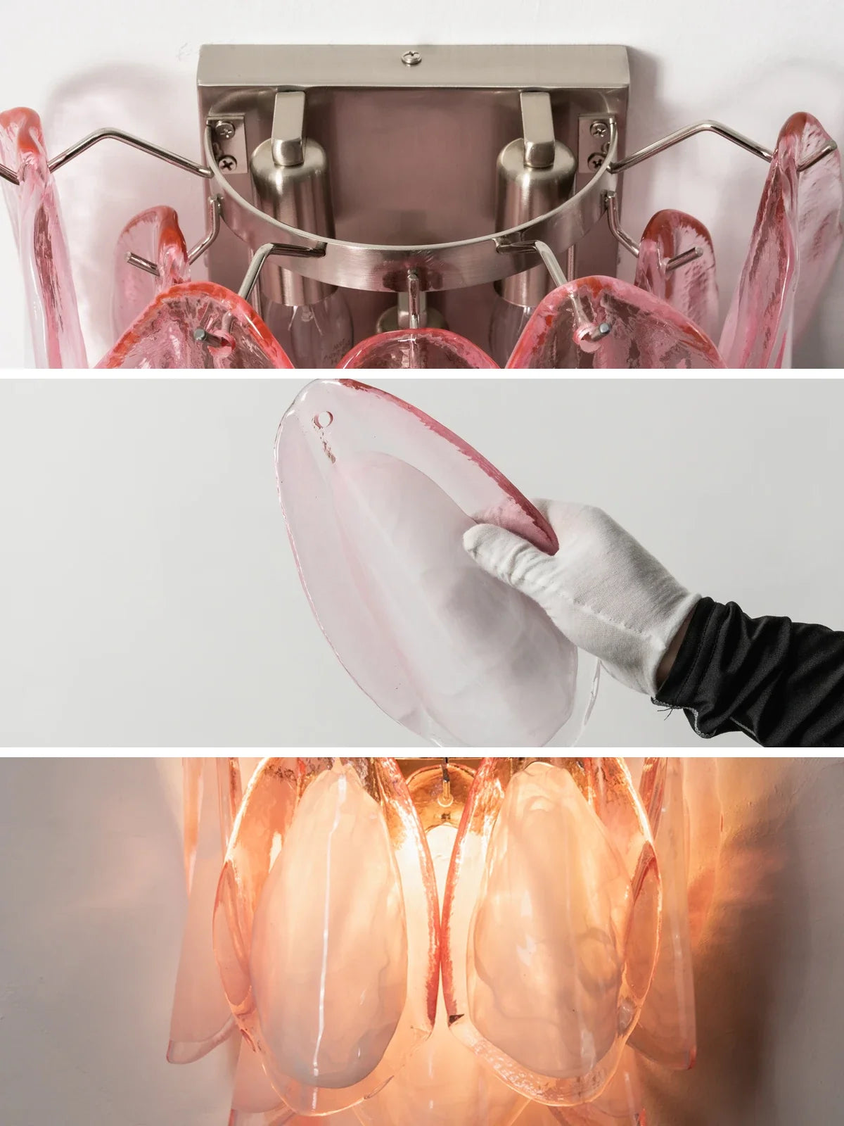 Pink Lotus Textured Glass Wall Sconce