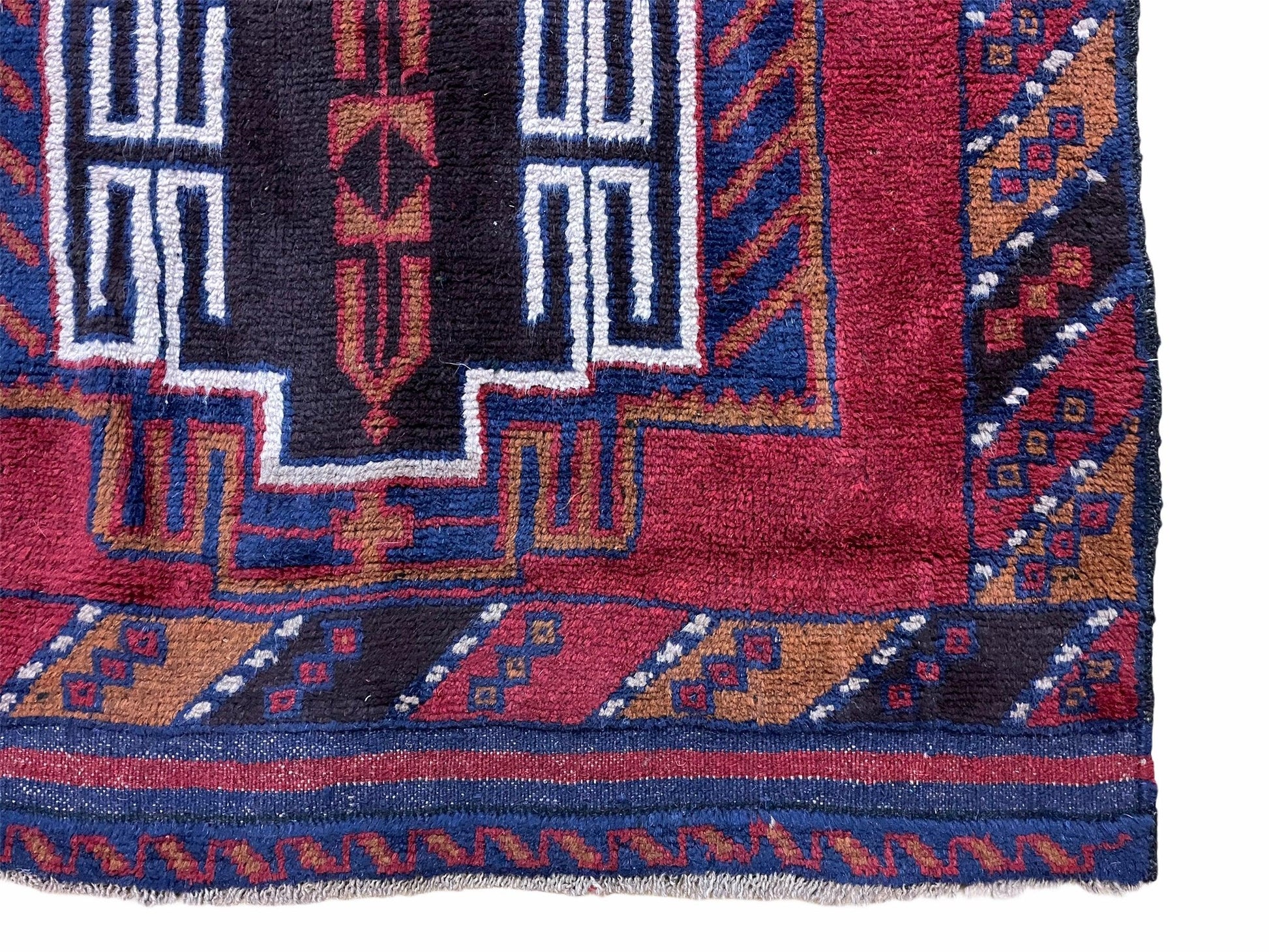 3 X 5 Vintage Handmade Tribal Wool Rug Balouchi Rug Afghan Rug Red Beige Nice - Nuvé