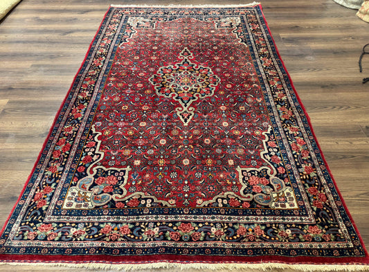 Antique Persian Rug 5x7, Red, Fine 260 KPSI, Bidjar Carpet - Nuvé