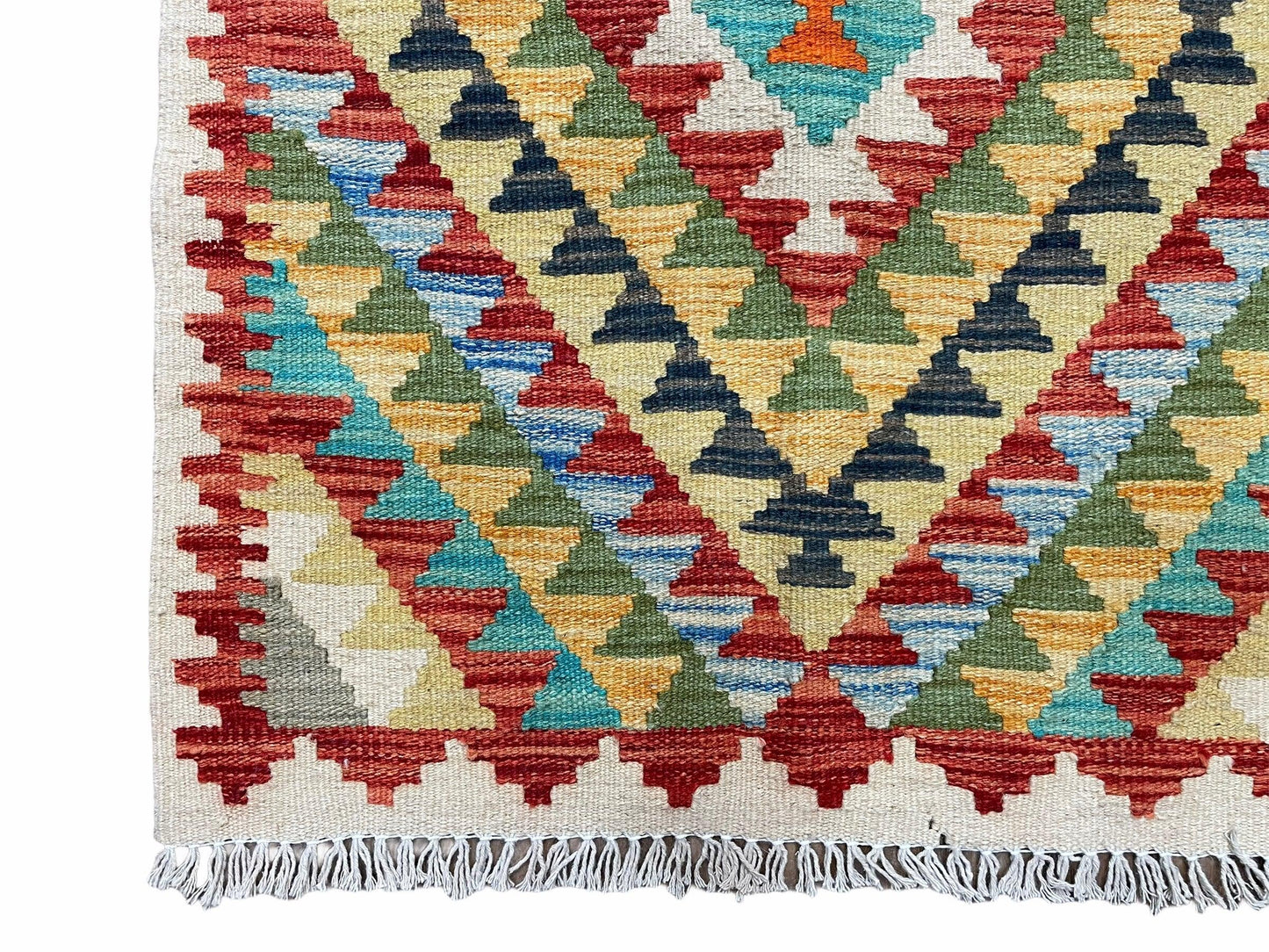 Small Kilim Rug 2x3 Colorful Turkish Kilim Accent Rug New Flatweave Wool Kilim Chobi Kilim Diamond Zigzag Playroom Rug - Nuvé