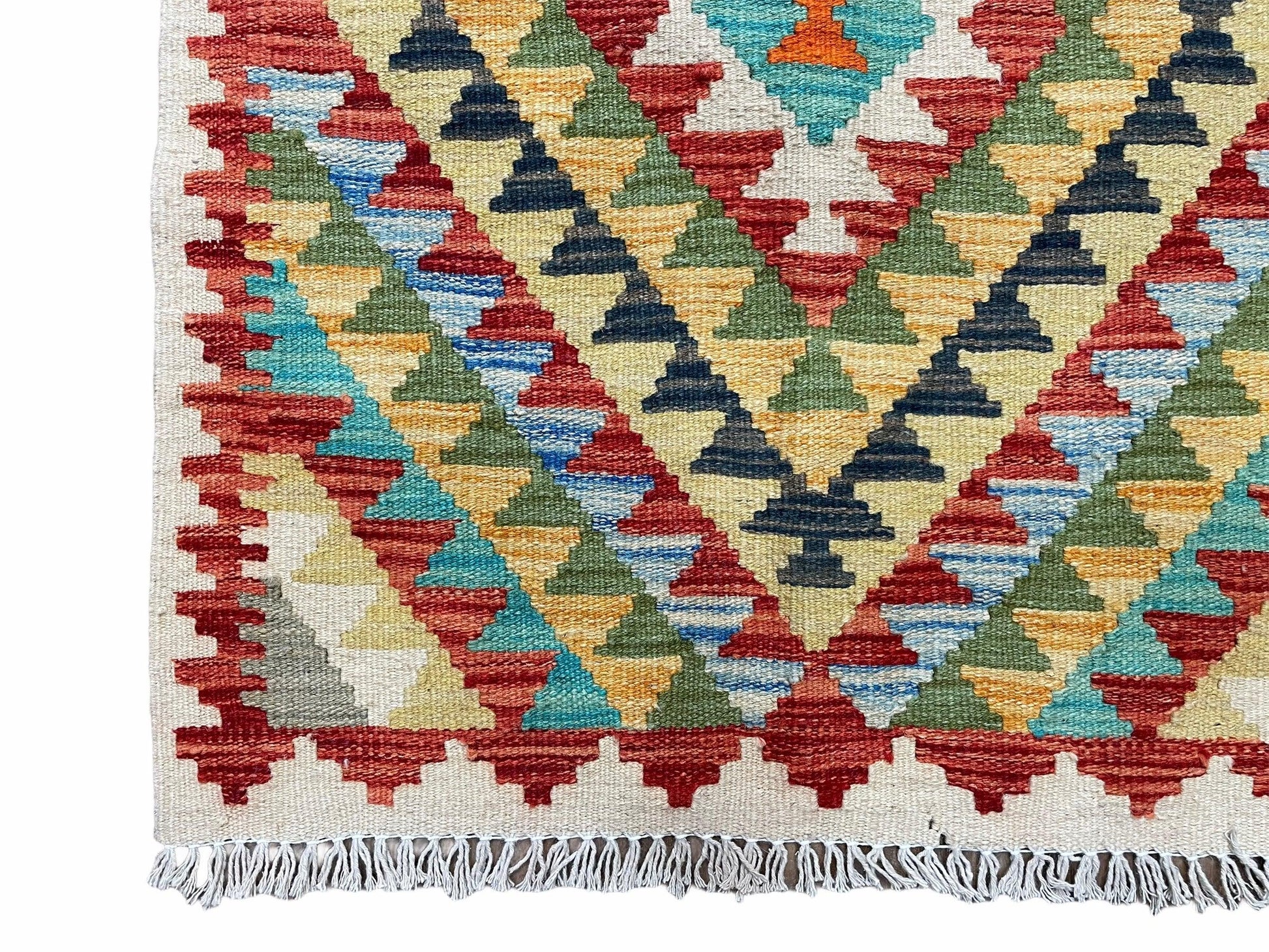 Small Kilim Rug 2x3 Colorful Turkish Kilim Accent Rug New Flatweave Wool Kilim Chobi Kilim Diamond Zigzag Playroom Rug - Nuvé