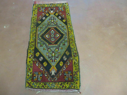 19" X 42" Antique Handmade Turkish Colorful Oushak Oshak Yastik Wool Rug Mat - Nuvé