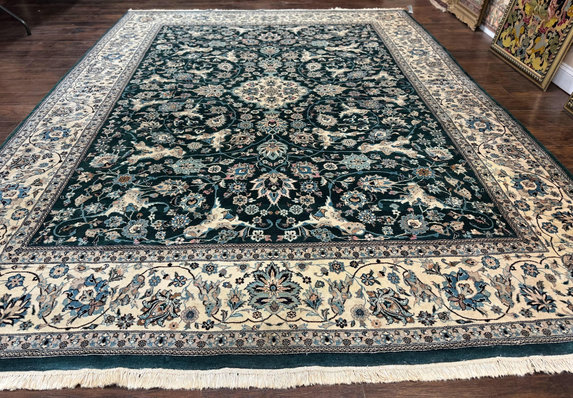 Pak Persian Rug 9x12, Dark Green, Floral Allover - Nuvé