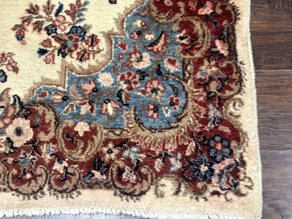 Square Persian Kerman Rug, Beige/Cream and Light Blue, Traditional Persian Rug, 5.5 x 5.5 ft - Nuvé