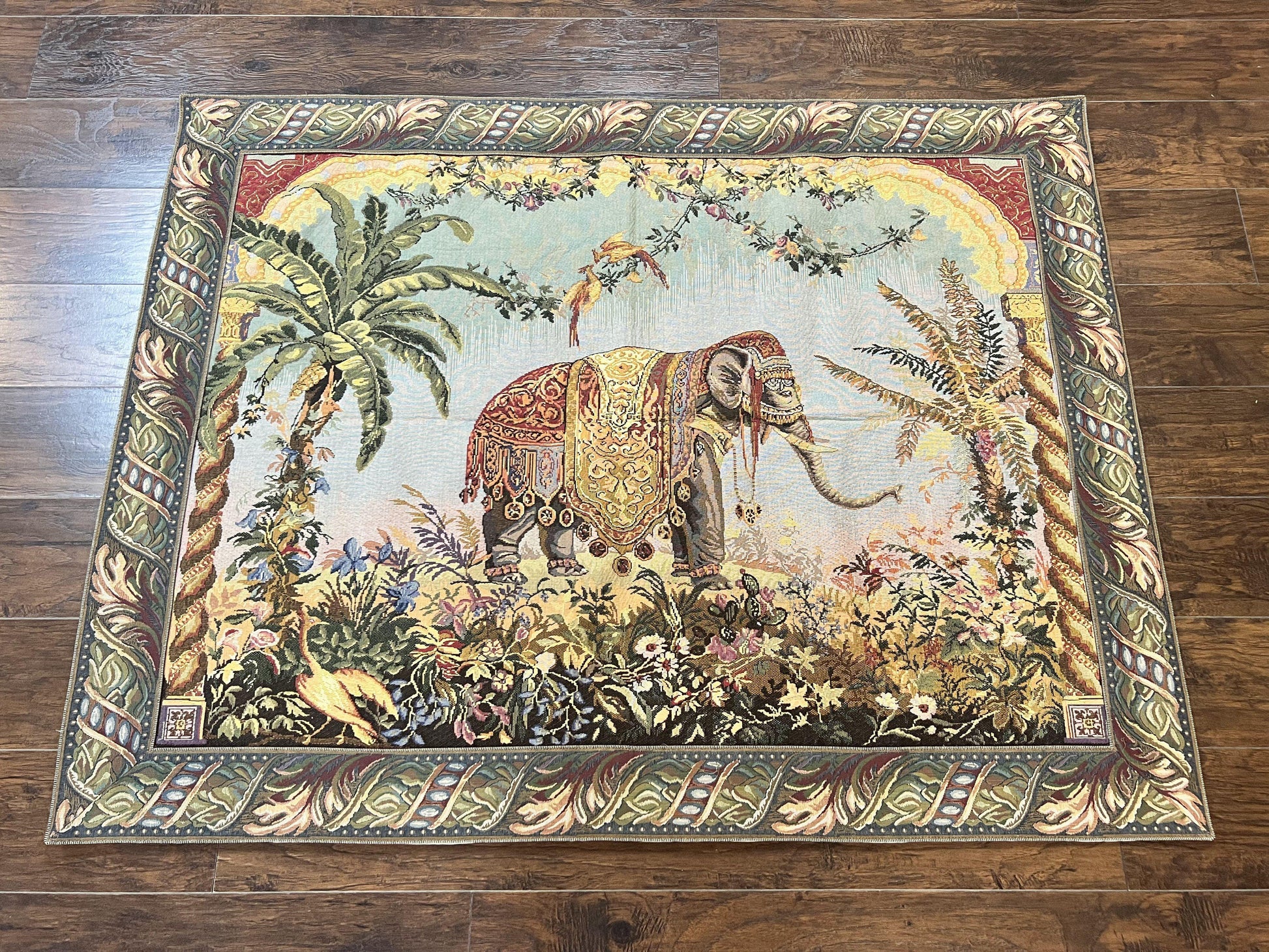 Vintage Tapestry 4 x 5.6, Adorned Elephant Pictorial - Nuvé