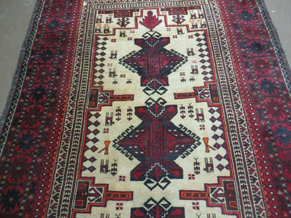 4' X 7' Vintage Handmade Pakistan Turkoman Bokhara Balouch Woven Wool Rug Nice - Nuvé