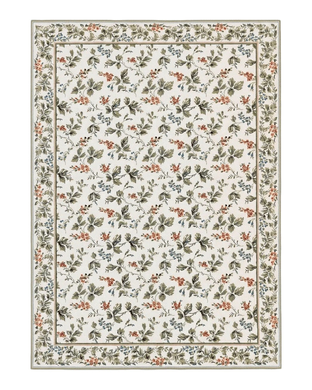 Vintage Stark Carpet 7x10, Ivory and Green, European Aubusson Design, Allover Pattern, Stark Rug