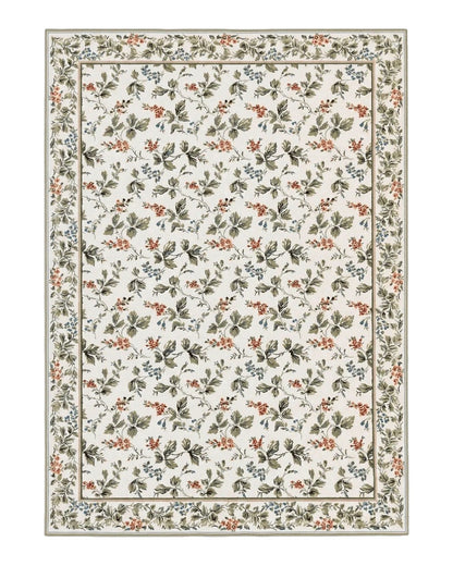 Vintage Stark Carpet 7x10, Ivory and Green, European Aubusson Design, Allover Pattern, Stark Rug